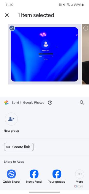 The share card in Google Photos.